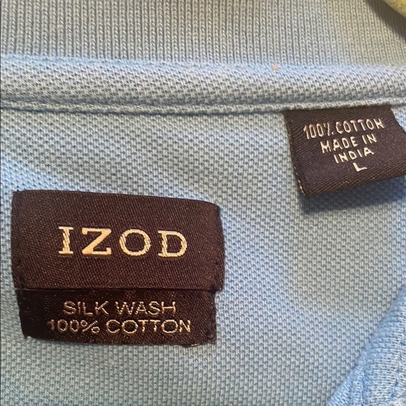 Izod Blue Polo Shirt Classic Design Silk Wash 100% Cotton L Preowned - Picture 4 of 7